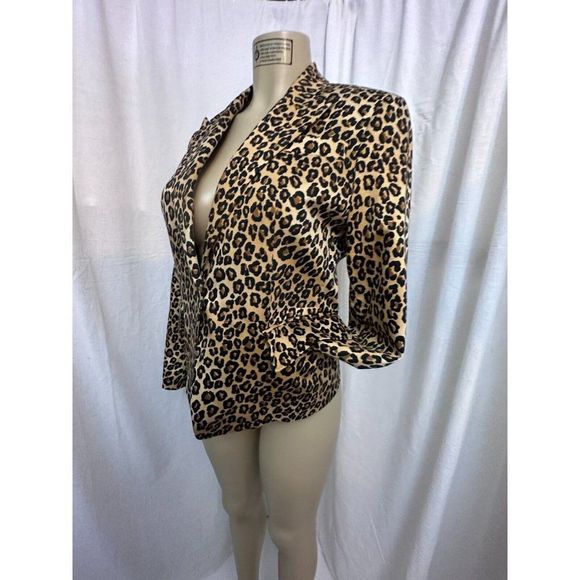 Michael Kors Women's Designer Leopard Blazer  Brown/Black Lined Size 6  #1170 - Picture 2 of 14